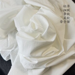 宽1.44米。设计师春夏薄款白色细竹节纹亚麻棉亲肤衬衫连衣裙布料
