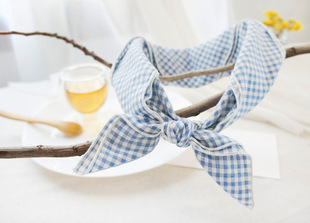 优雅学院风日韩春夏清新格子方巾棉麻学生领巾百变围巾头巾发带秋