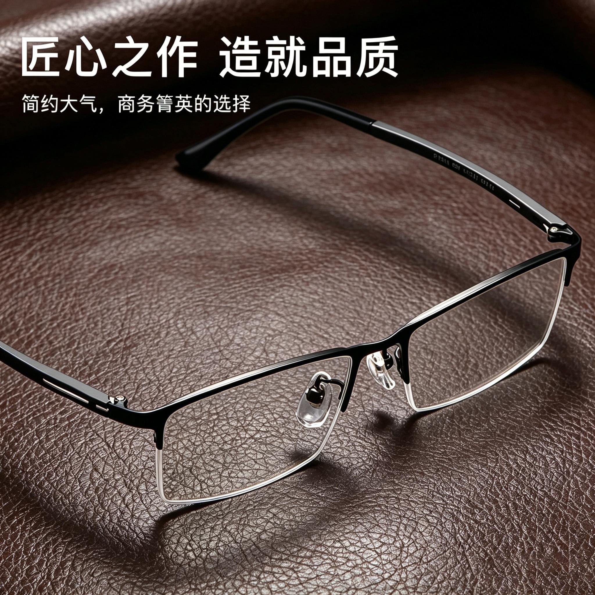 超轻纯钛合金眼镜框男士商务半框架近视眼镜金属可配度数专业配镜
