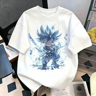 夏季新款动漫七龙珠t恤儿童宽松型男童短袖同款潮牌二次元潮上衣