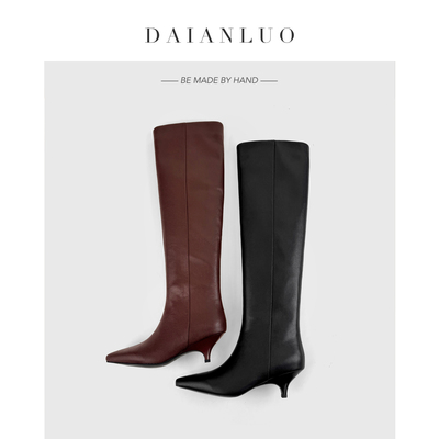 【跟高5cm】秋冬新款高跟过膝长靴高筒靴女细跟尖头直筒靴及膝靴