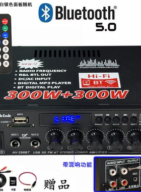 迷你小型功放机音箱功率放大 插卡U盘收音直流12伏220V蓝牙功放