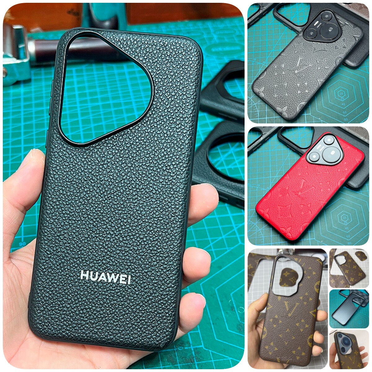 华为P70系列真皮奢华定制手机壳