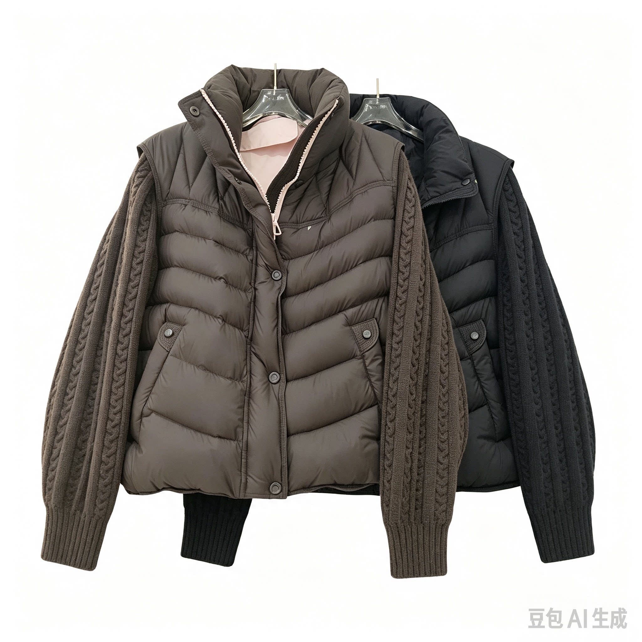 2026年秋冬新款82315针织袖拼接羽绒服女装欧货高端大牌外套