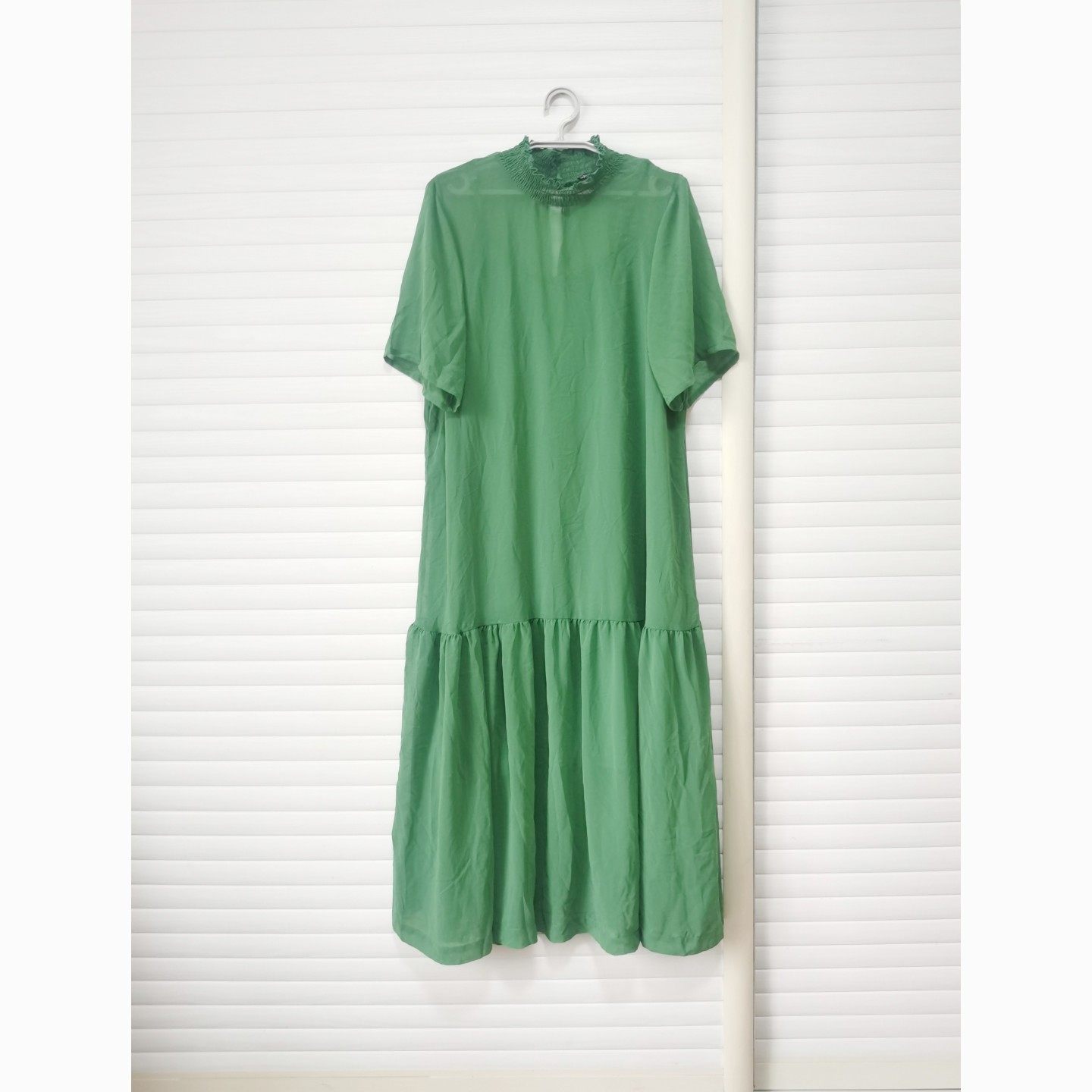 出口欧美外贸原单女夏季绿色半高领透视网纱雪纺短袖连衣裙两件套,女装/女士精品,连衣裙,淘宝优惠券,粉丝福利购,淘宝优惠卷