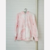 出口欧美外贸原单女春秋长袖 加绒拉链卫衣粉色扎染帽衫 运动休闲冬