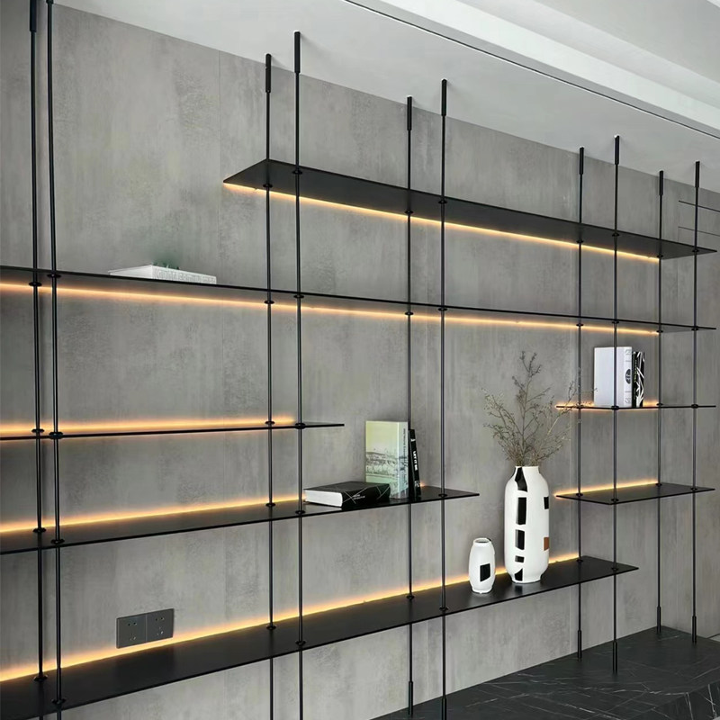 铝合金圆管吊架铝板书架落地式悬挂式多层展示架极简收纳架置物架,住宅家具,搁板/置物架/家用陈列架,淘宝优惠券,粉丝福利购,淘宝优惠卷