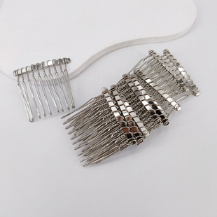 1个装中小号DIY铁扭发梳材料带齿头梳铁梳子手工婚庆头纱发插配件