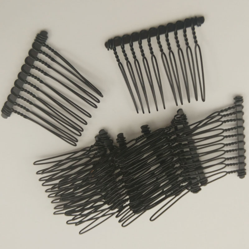 50个/包黑色10齿铁扭发梳插梳头纱礼帽DIY手工帽夹帽尺梳子配件