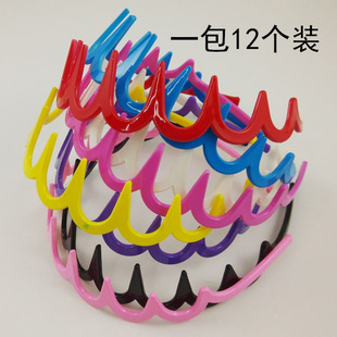 发饰 彩色宽尖齿W梳形烤漆头箍个性 12个新款 大波浪小波浪塑料发箍