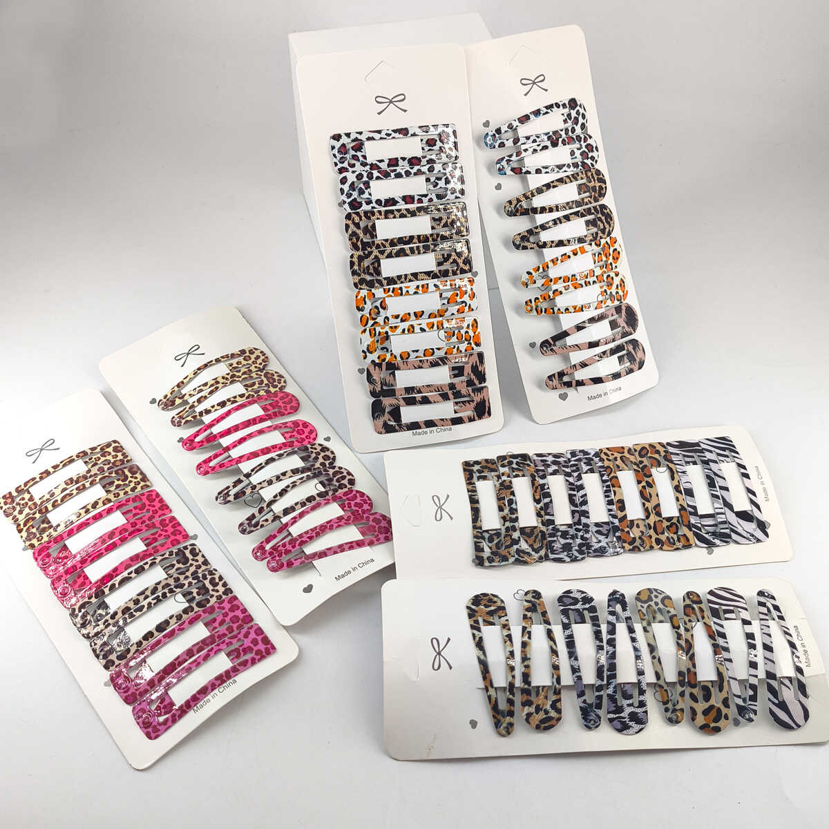 豹纹长方形彩色发夹个性