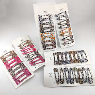 8个装女个性水滴形长方形BB夹彩色豹纹斑马纹碎发发夹发卡皮筋