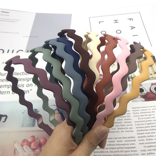 12个装 磨砂塑 彩色宽边波浪头箍洗脸简约百搭头箍饰品发饰韩版