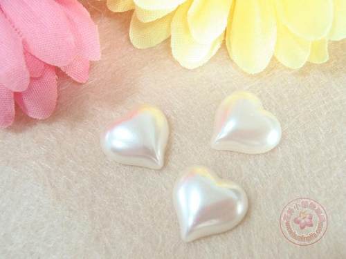 【1000颗】15mm心形半面珍珠 平底尖头桃心 ABS仿珍珠饰品配件