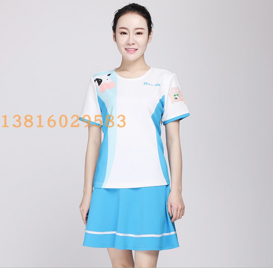 夏季时尚新款T恤衫服装电影院员工衣服商场手机店员促销员收银服