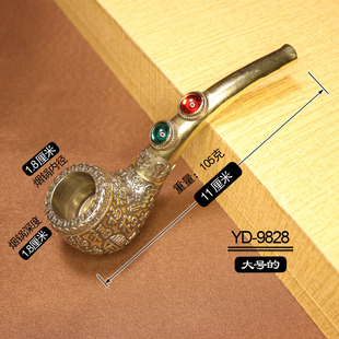 百福纯铜烟斗铜锅烟嘴铜杆子老式卷烟烟锅斗福字烟锅头镶嵌传统