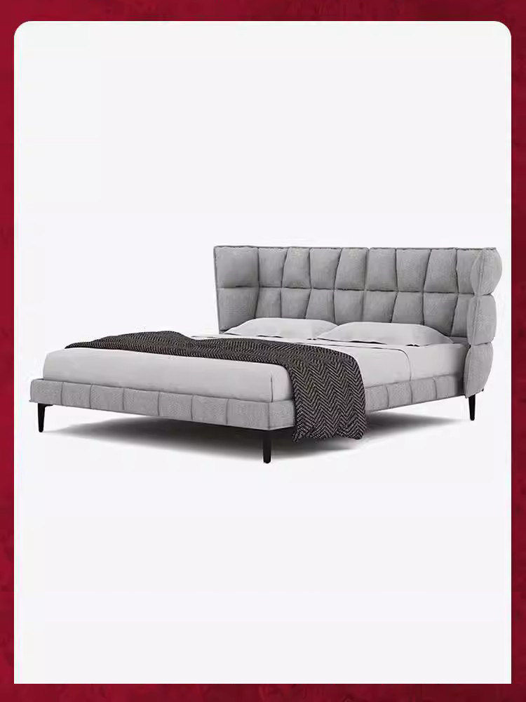 北鹿意式极简布艺床设计师双人床羽绒免洗科技布床轻奢现代主卧床