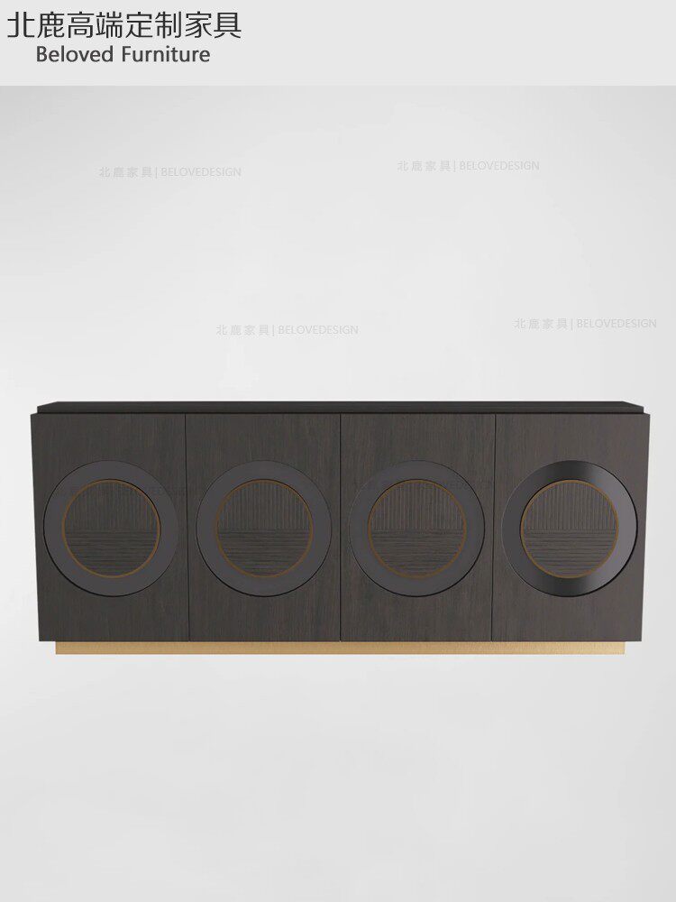 高端定制别墅美式轻奢实木电视柜新古典榉木客厅装饰柜收纳储物柜