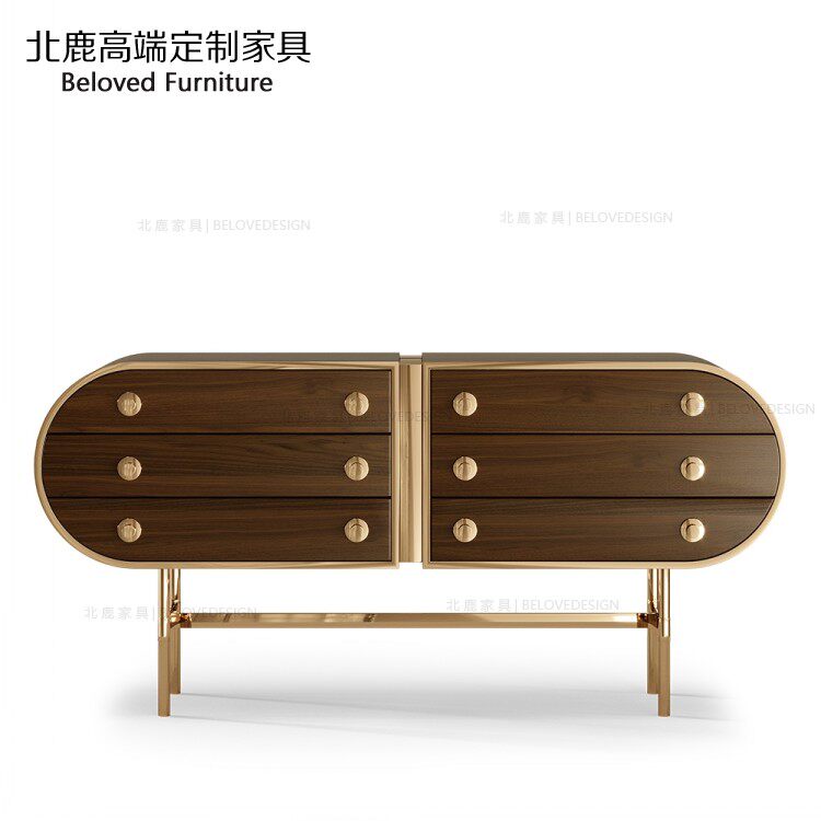 榉木美式轻奢后现代客厅实木电视柜玄关柜门厅柜靠墙柜IT-11