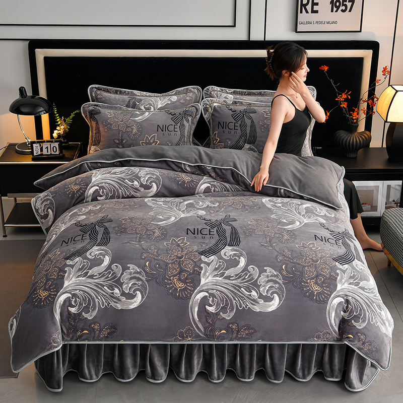 四件套加厚金貂绒床单款四件套