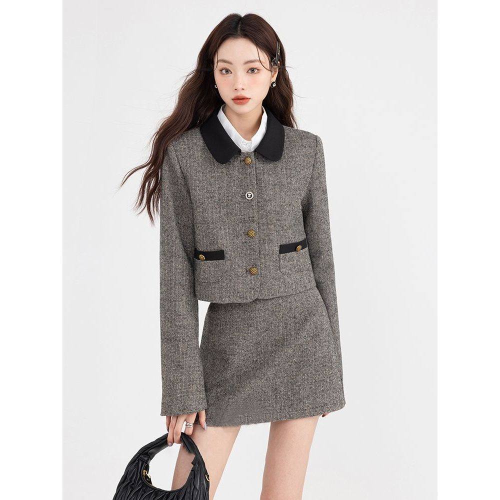 【甜洛摩卡】法式复古气质千金小香风套装女秋季新款设计感两件套,女装/女士精品,时尚套装,淘宝优惠券,粉丝福利购,淘宝优惠卷