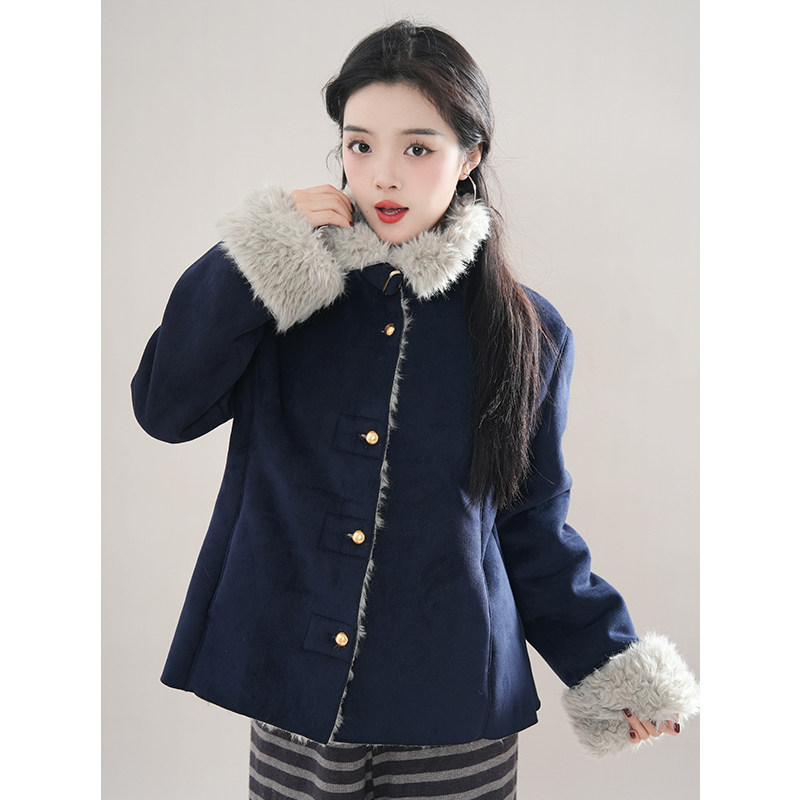 麂皮绒翻领保暖毛绒短款外套女冬季2025新款美式复古显瘦加厚上衣,女装/女士精品,短外套,淘宝优惠券,粉丝福利购,淘宝优惠卷