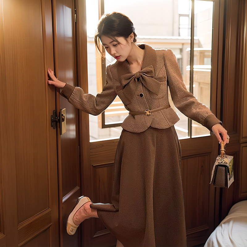 冬日热可可-法式复古千金甜美短款外套显瘦半裙套装秋冬一整套全,女装/女士精品,时尚套装,淘宝优惠券,粉丝福利购,淘宝优惠卷