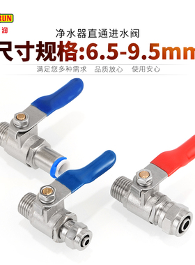 净水器进水直通阀门2分3分4分纯铜球阀连体开关过滤器配件包邮