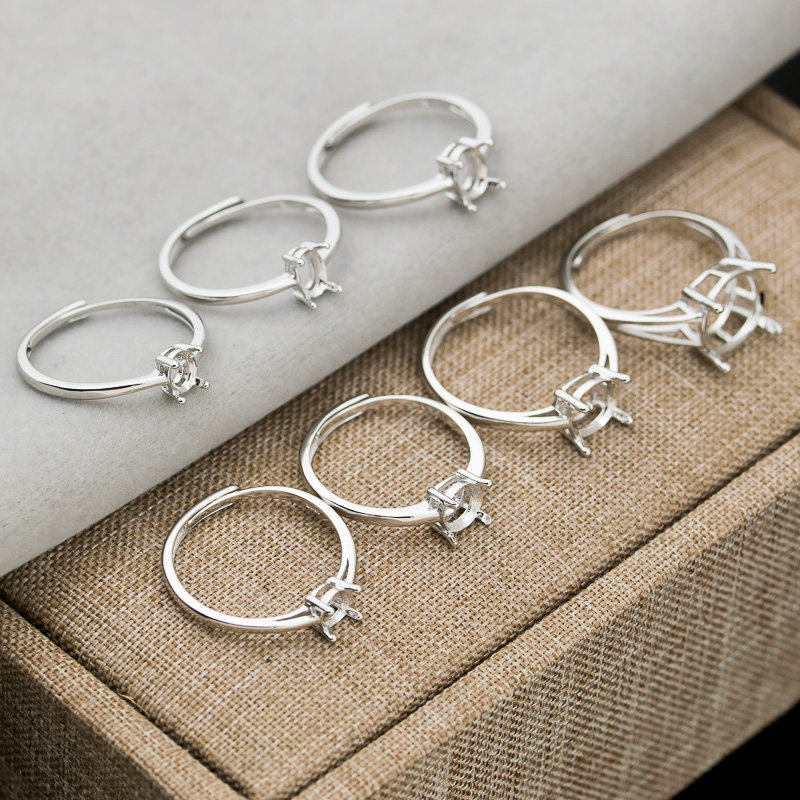 双层银戒托925银精致简洁女