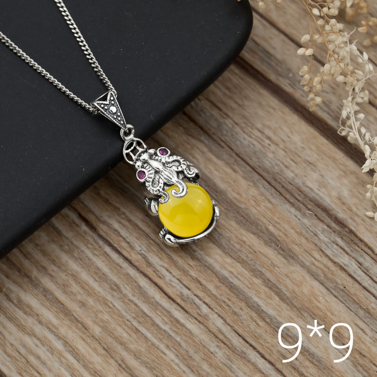 diy招财貔貅镶嵌蜜蜡吊坠空托