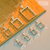 S925银方形简单四爪吊坠空托14