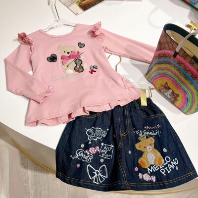 日系钢琴家同款纯棉刺绣小熊T恤