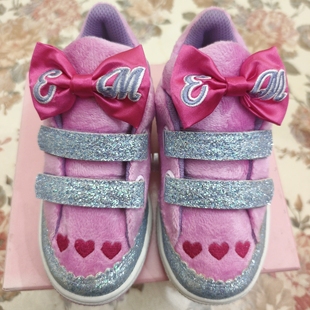 清仓原单earthmagic em 日系卡通熊潮牌蝴蝶结刺绣可爱儿童鞋板鞋