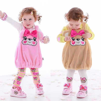 卡通熊童背背心裙背带裙日系可爱