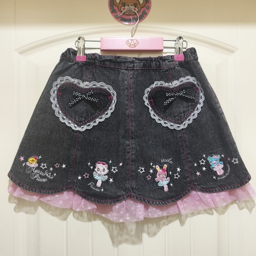 mezzopiano钢琴家mp可爱女童装女儿服牛仔花边蕾丝刺绣牛仔裙短裙