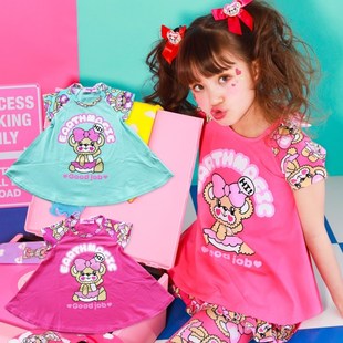 日本潮牌原单 日单 earthmagic EM 女童儿童夏季A字裙摆短袖T恤