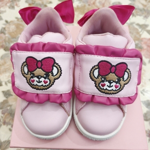 微瑕清仓日单earthmagic em 女童卡通熊花边皮鞋休闲鞋板鞋童鞋