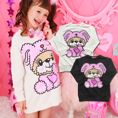 原单潮牌女童儿童尾巴小熊头卫衣