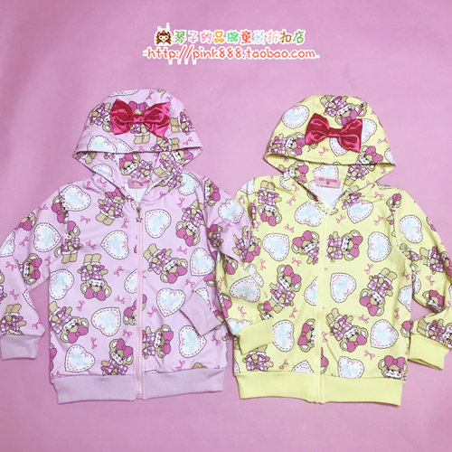 现货同款满印蝴蝶结纯棉毛圈外套