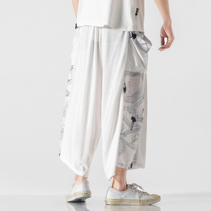 20秋装 潮大码风汉服仙鹤古风坠感休闲情侣哈伦裤 k111/P70图片