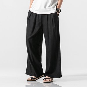 大码风亚麻棉麻休闲裤哈伦灯笼直筒裤古风汉服唐装男 K73/P75图片