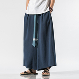 大码风棉麻休闲宽松阔腿长裤汉服哈伦裤唐装宋裤古风K90/P85，男装民族服装，钱塘713