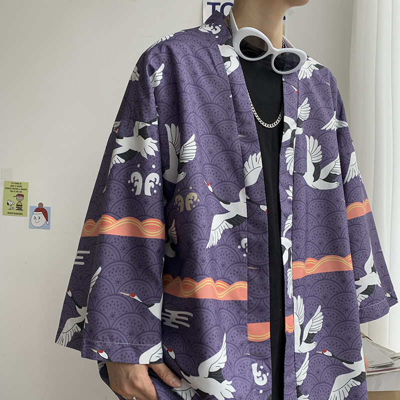 仙鹤港风日系潮外套防晒服和服开衫薄款半袖道袍防晒衣F12/P40,男装风衣,钱塘713