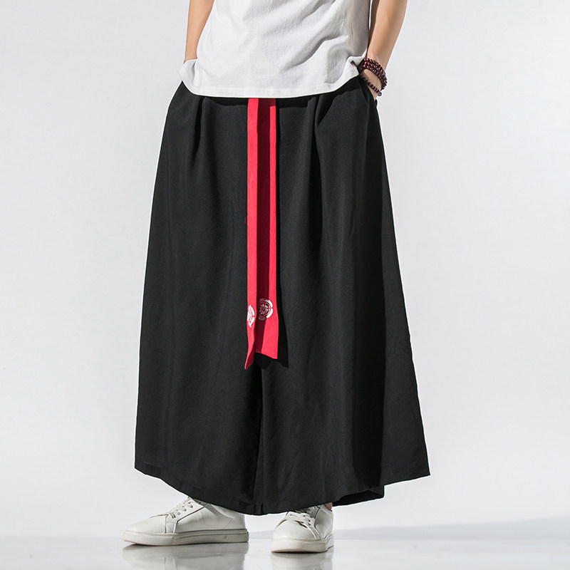 大码风棉麻休闲宽松阔腿长裤汉服哈伦裤唐装宋裤古风K90/P85,男装民族服装,钱塘713