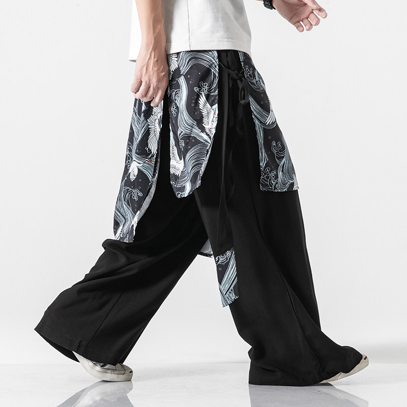 大码风棉麻暗黑哈伦阔腿裤仙鹤飘带仙气古风汉服飘逸 K71/P85图片