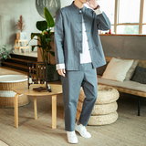 2023秋冬风男装汉服唐装外套装情侣大码盘扣夹克TZ06/P145，男装休闲套装，钱塘713