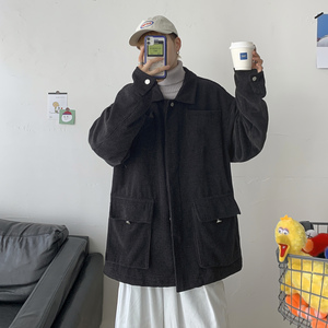 秋冬 港风情侣灯芯绒夹克外套多口袋工装宽松衬衫潮ins H203/P85图片