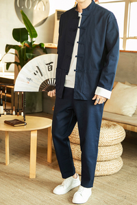 风长袖套装男式唐装古装禅茶服秋季汉服古风情侣  TZ06/P145图片