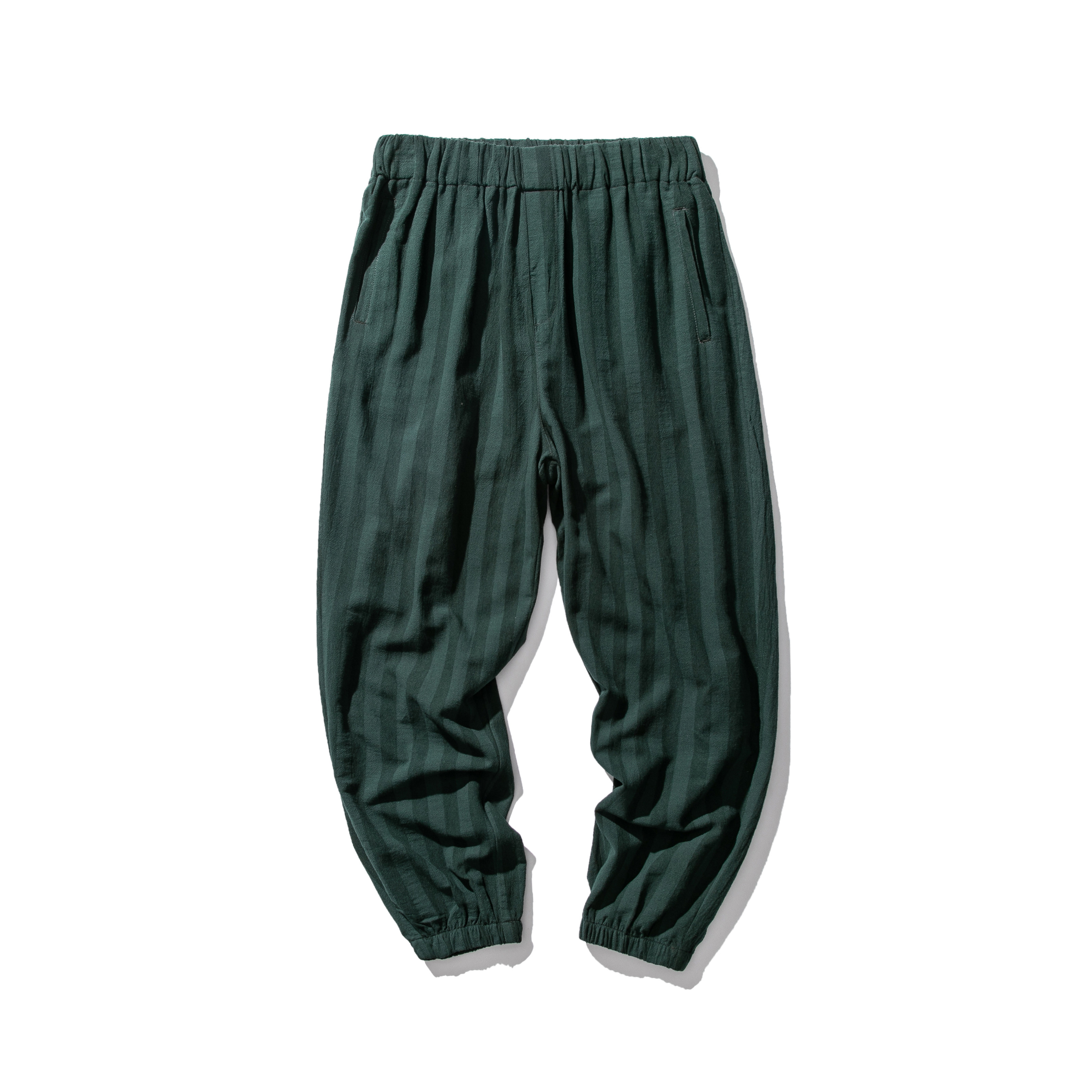 大码风棉麻小脚哈伦裤条纹萝卜裤束脚运动休闲宽松男K75/P65,男装休闲裤,钱塘713