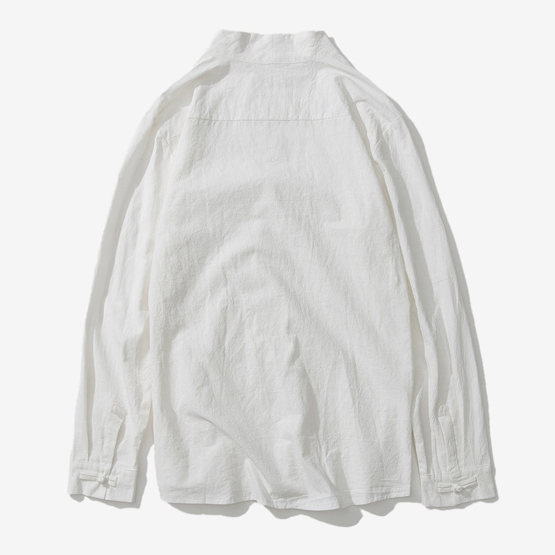 20秋冬大码日系风盘扣棉麻汉服衬衫立领亚麻外套男C33/P65,男装衬衫,钱塘713